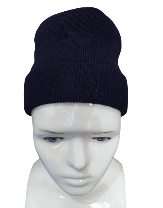 Pure Wool Ribbed Cap Navy